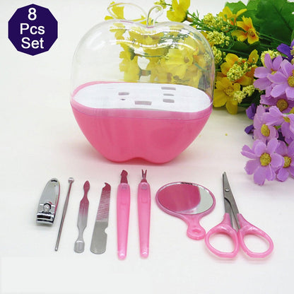 Stylish apple design case holding a complete portable nail care kit.