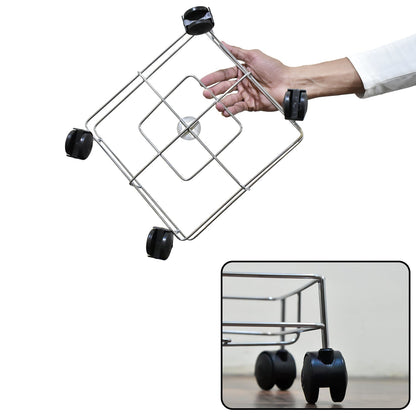 Portable square oil stand designed for easy carrying of kitchen essentials.