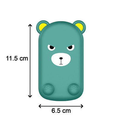 Side profile of the cartoon adjustable mobile stand, highlighting its compact foldable design.