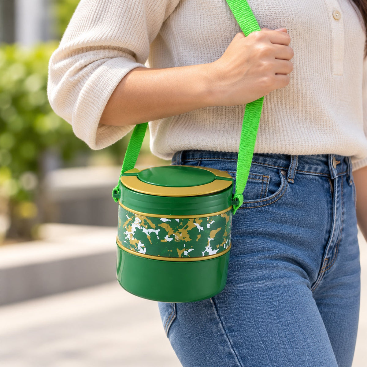 School tiffin box for kids with secure lid closure
